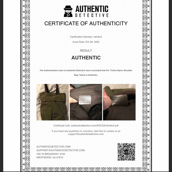 COPY - Great Condition Celine Green Nylon Tote Bag. With Certificate of Authent… - Picture 14 of 16